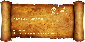 Racsek Anita névjegykártya